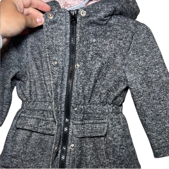 Me Jane Mini Toddler Girls Grey Sherpa Lined Winter Coat Size 12 Months - Picture 4 of 8